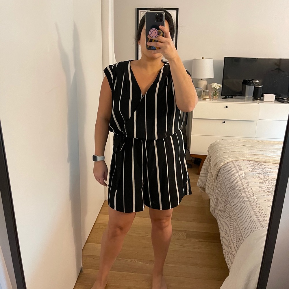 Black and White Stripped romper
